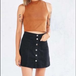 BDG denim button front skirt black
